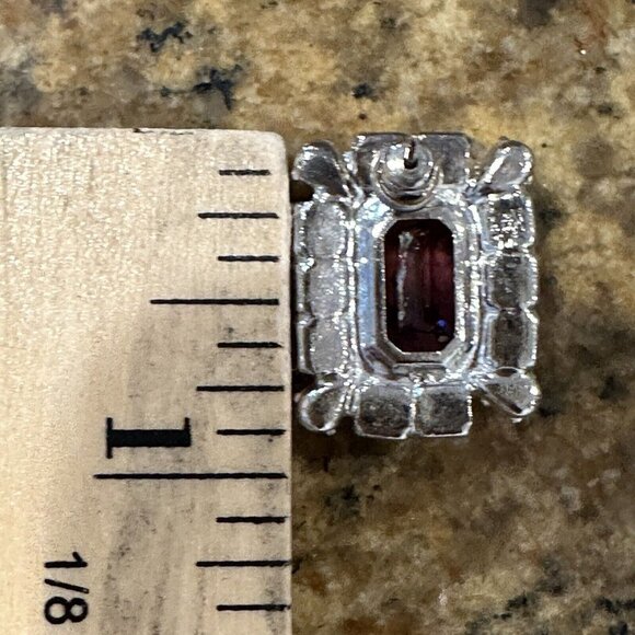 VTG Earrings Pink Glass Rhinestone Octagon Cut Stud Fashion Jewelry Art Deco‎ - Picture 4 of 5